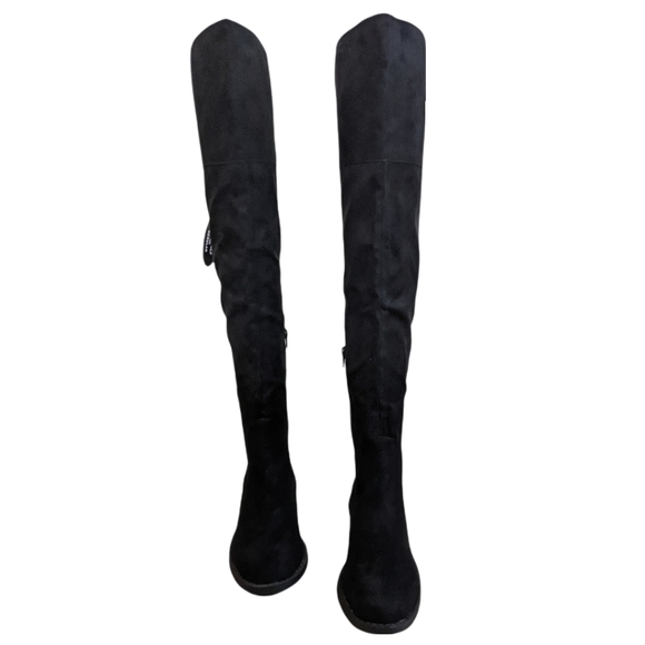 Sun and Stone Allicce Over the Knee Black Microsuede Boots - Picture 4 of 12